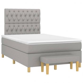 ARDEBO.de - Boxspringbett mit Matratze Hellgrau 120x190 cm Stoff