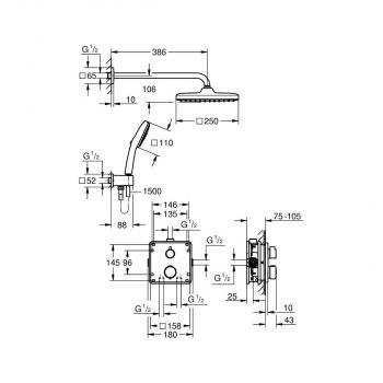 GROHE Precision Thermostat Duschsystem, Quickfix, Unterputz, mit Vitalio Comfort 250, chrom (34882000)