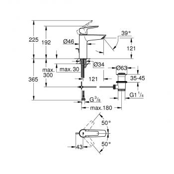 GROHE Start Einhebel Waschtischarmatur, Quickfix, M-Size, mattschwarz (234552432)