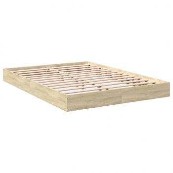 ARDEBO.de - Bettgestell Sonoma-Eiche 135x190 cm Holzwerkstoff