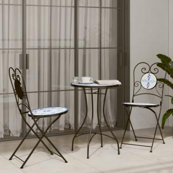 ARDEBO.de - Mosaik-Bistro-Set Blau und Weiß Eisen und Keramik