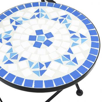 Mosaik-Bistro-Set Blau und Weiß Eisen und Keramik