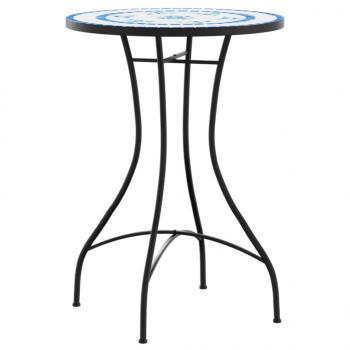 Mosaik-Bistro-Set Blau und Weiß Eisen und Keramik