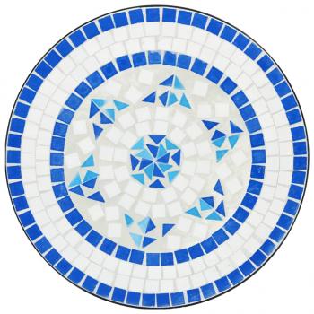 Mosaik-Bistro-Set Blau und Weiß Eisen und Keramik