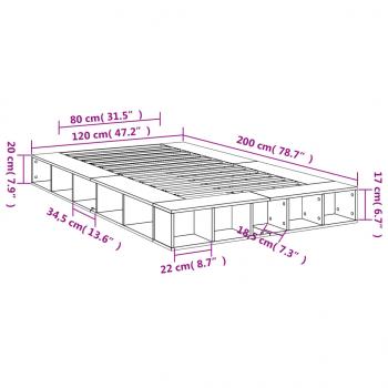 Bettgestell Betongrau 120x200 cm Holzwerkstoff