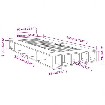 Bettgestell Räuchereiche 100x200 cm Holzwerkstoff