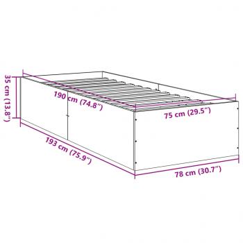 Bettgestell Räuchereiche 75x190 cm Holzwerkstoff