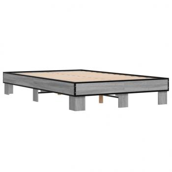 ARDEBO.de - Bettgestell Grau Sonoma 120x190 cm Holzwerkstoff und Metall