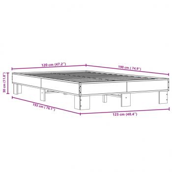 Bettgestell Grau Sonoma 120x190 cm Holzwerkstoff und Metall