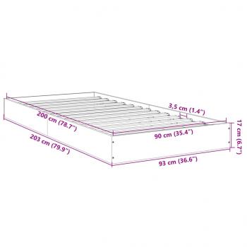 Bettgestell Grau Sonoma 90x200 cm Holzwerkstoff