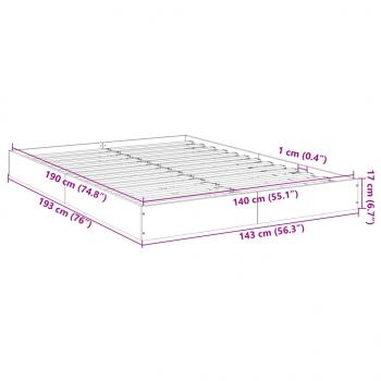 Bettgestell Grau Sonoma 140x190 cm Holzwerkstoff