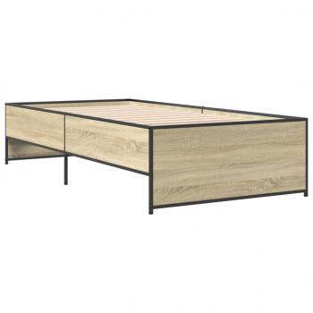 ARDEBO.de - Bettgestell Sonoma-Eiche 90x190 cm Holzwerkstoff und Metall