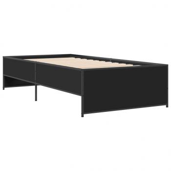 ARDEBO.de - Bettgestell Schwarz 75x190 cm Holzwerkstoff und Metall