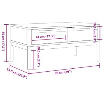 Couchtisch FLORO Weiß 99x55,5x45 cm Massivholz Kiefer