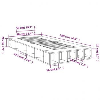 Bettgestell Schwarz 90x190 cm Holzwerkstoff