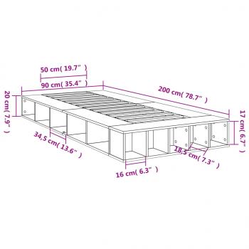 Bettgestell Sonoma-Eiche 90x200 cm Holzwerkstoff