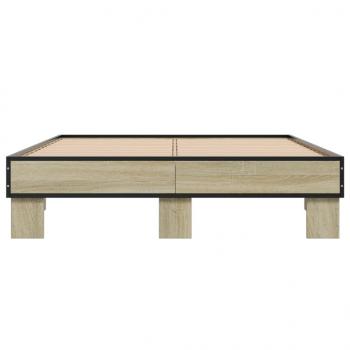 Bettgestell Sonoma-Eiche 120x190 cm Holzwerkstoff und Metall