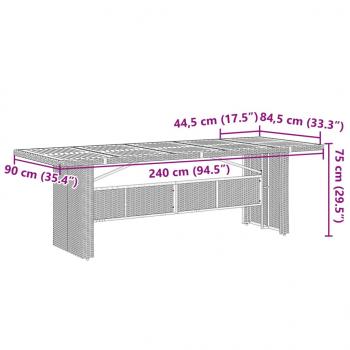 Gartentisch mit Holzplatte Schwarz 240x90x75 cm Poly Rattan