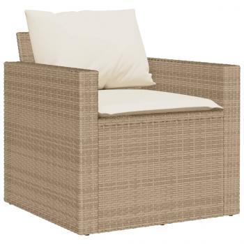 4-tlg. Garten-Sofagarnitur mit Kissen Beige Poly Rattan