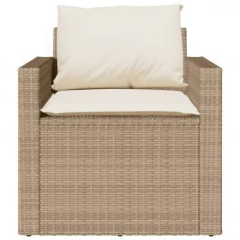 4-tlg. Garten-Sofagarnitur mit Kissen Beige Poly Rattan