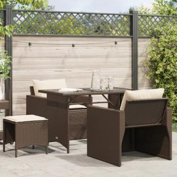 ARDEBO.de - 4-tlg. Garten-Sofagarnitur mit Kissen Braun Poly Rattan