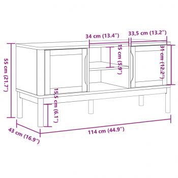 TV-Schrank FLORO Wachsbraun 114x43x55 cm Massivholz Kiefer