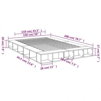 Bettgestell Grau Sonoma 150x200 cm Holzwerkstoff