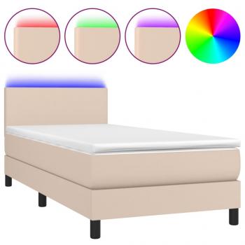 Boxspringbett mit Matratze & LED Cappuccino-Braun 90x190cm