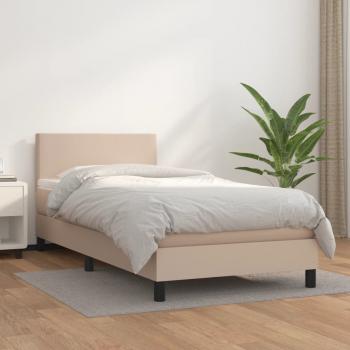 ARDEBO.de - Boxspringbett mit Matratze Cappuccino-Braun 90x190cm Kunstleder