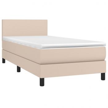 Boxspringbett mit Matratze Cappuccino-Braun 90x190cm Kunstleder