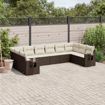 ARDEBO.de - 10-tlg. Garten-Sofagarnitur mit Kissen Braun Poly Rattan