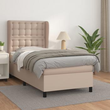 ARDEBO.de - Boxspringbett mit Matratze Cappuccino-Braun 90x190cm Kunstleder