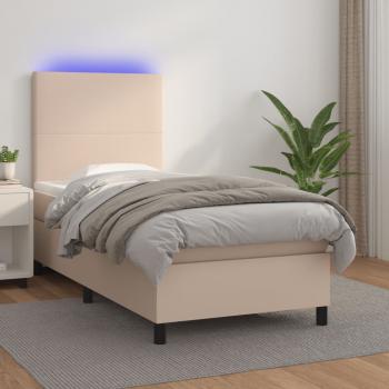 ARDEBO.de - Boxspringbett mit Matratze & LED Cappuccino-Braun 90x190cm