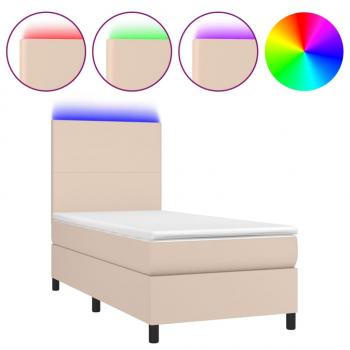 Boxspringbett mit Matratze & LED Cappuccino-Braun 90x190cm