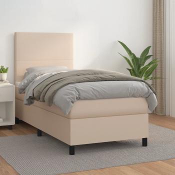 ARDEBO.de - Boxspringbett mit Matratze Cappuccino-Braun 90x190cm Kunstleder