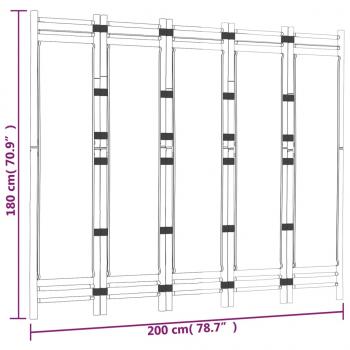 5-tlg. Paravent Faltbar 200 cm Bambus und Canvas