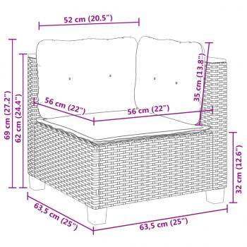 5-tlg. Garten-Sofagarnitur mit Kissen Grau Poly Rattan