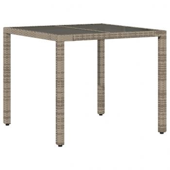 5-tlg. Garten-Essgruppe mit Kissen Grau Poly Rattan und Glas