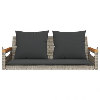 Hängebank mit Kissen Grau 109x62x40 cm Poly Rattan