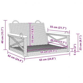 Hängesessel Schwarz 63x62x40 cm Poly Rattan