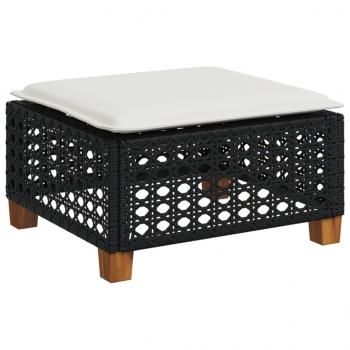 7-tlg. Garten-Sofagarnitur mit Kissen Schwarz Poly Rattan