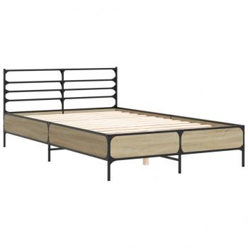 Bettgestell Sonoma-Eiche 135x190 cm Holzwerkstoff und Metall