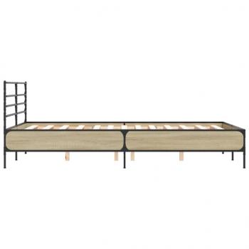 Bettgestell Sonoma-Eiche 135x190 cm Holzwerkstoff und Metall