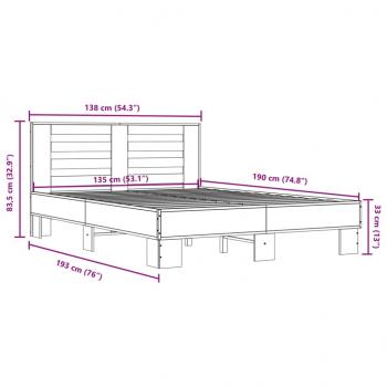 Bettgestell Schwarz 135x190 cm Holzwerkstoff und Metall