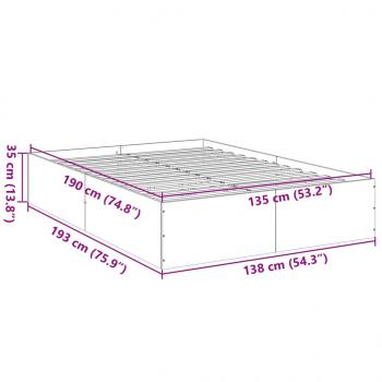 Bettgestell Grau Sonoma 135x190 cm Holzwerkstoff