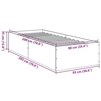 Bettgestell Weiß 90x200 cm Holzwerkstoff