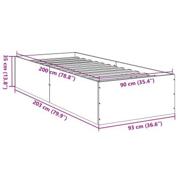 Bettgestell Grau Sonoma 90x200 cm Holzwerkstoff