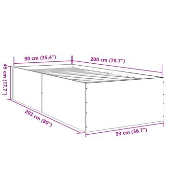 Bettgestell Räuchereiche 90x200 cm Holzwerkstoff