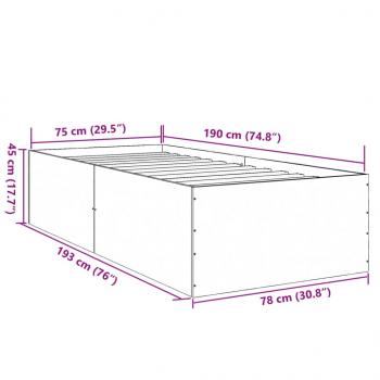 Bettgestell Räuchereiche 75x190 cm Holzwerkstoff