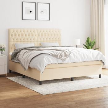 ARDEBO.de - Boxspringbett mit Matratze Creme 180x200 cm Stoff